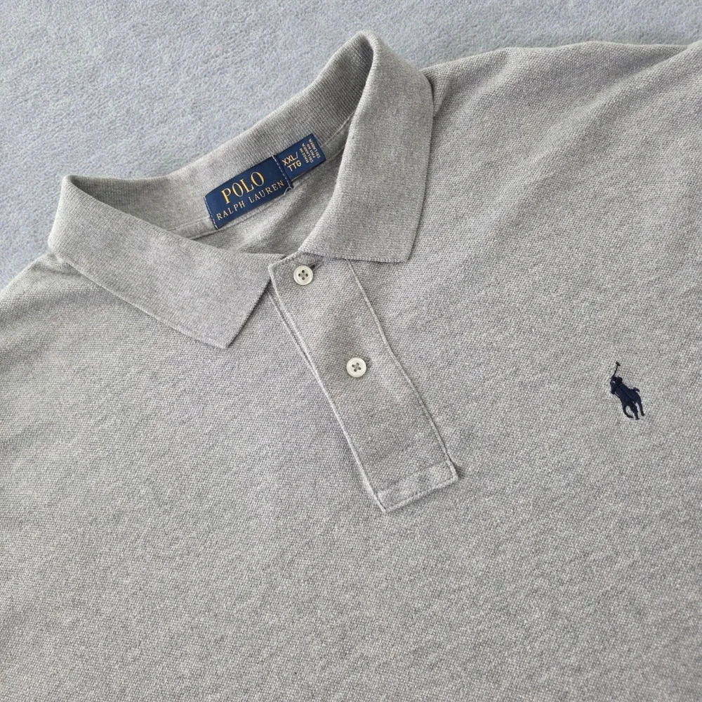 Polo Ralph Lauren Mens XXL Heather Gray Cotton Pique Short Sleeve Polo Shirt